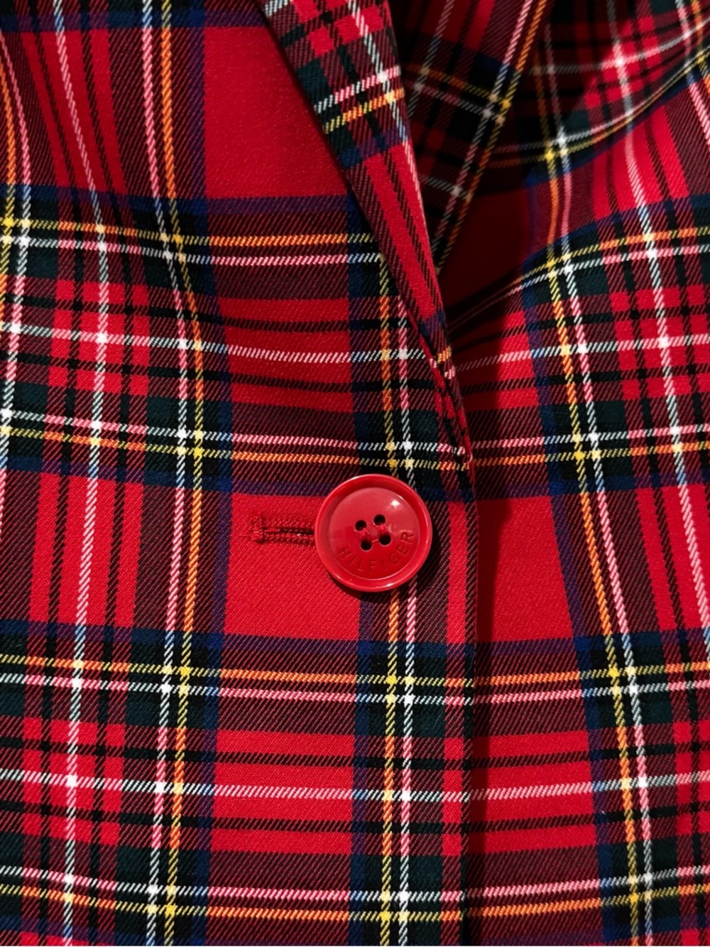 Tommy Hilfiger Red Plaid Single-Button Blazer - Picture 2 of 3